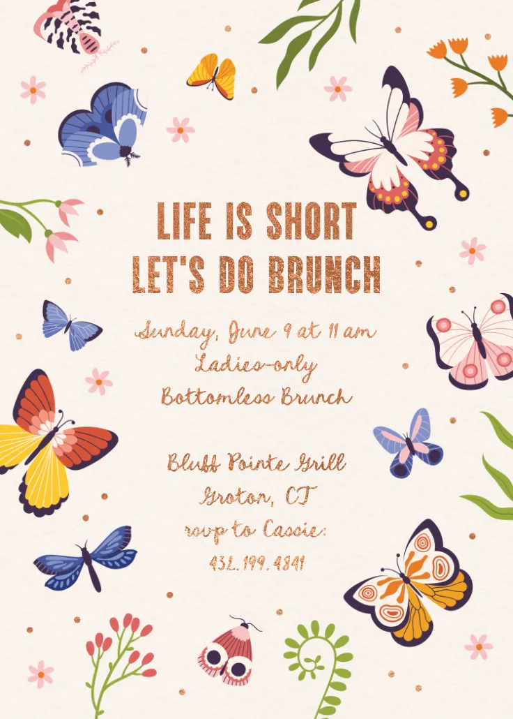 Butterfly sunshine - brunch- en lunchuitnodiging