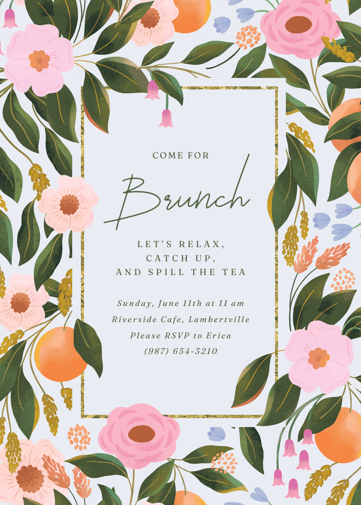 Orange blossoms - brunch & lunch invitation
