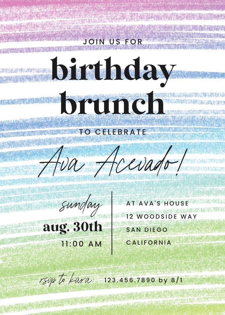 Pastel swipes brunch - brunch & lunch invitation