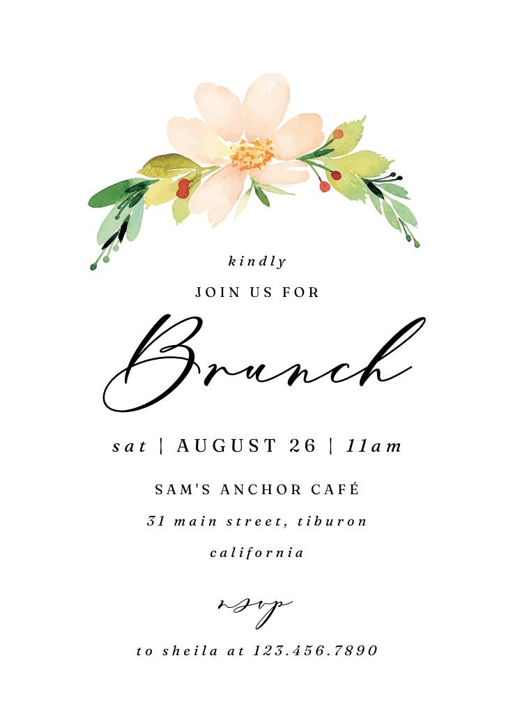 Pink flower - brunch & lunch invitation