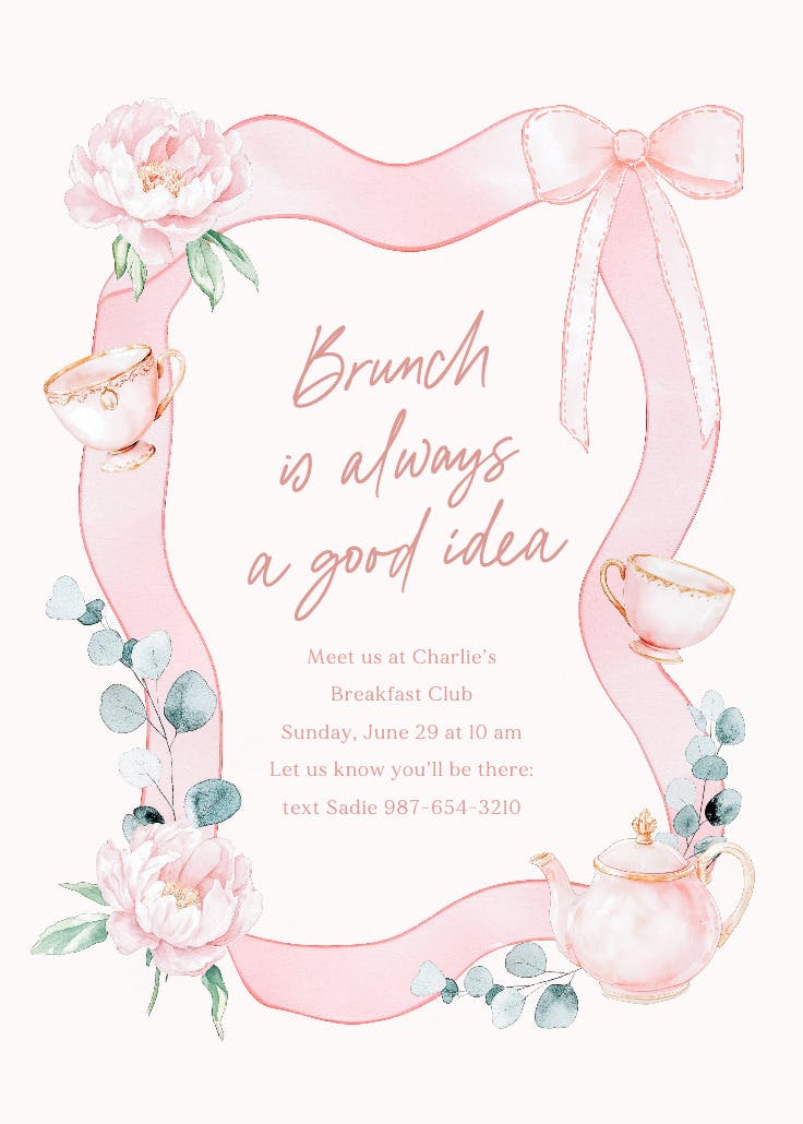Pinkies up - invitación para brunch