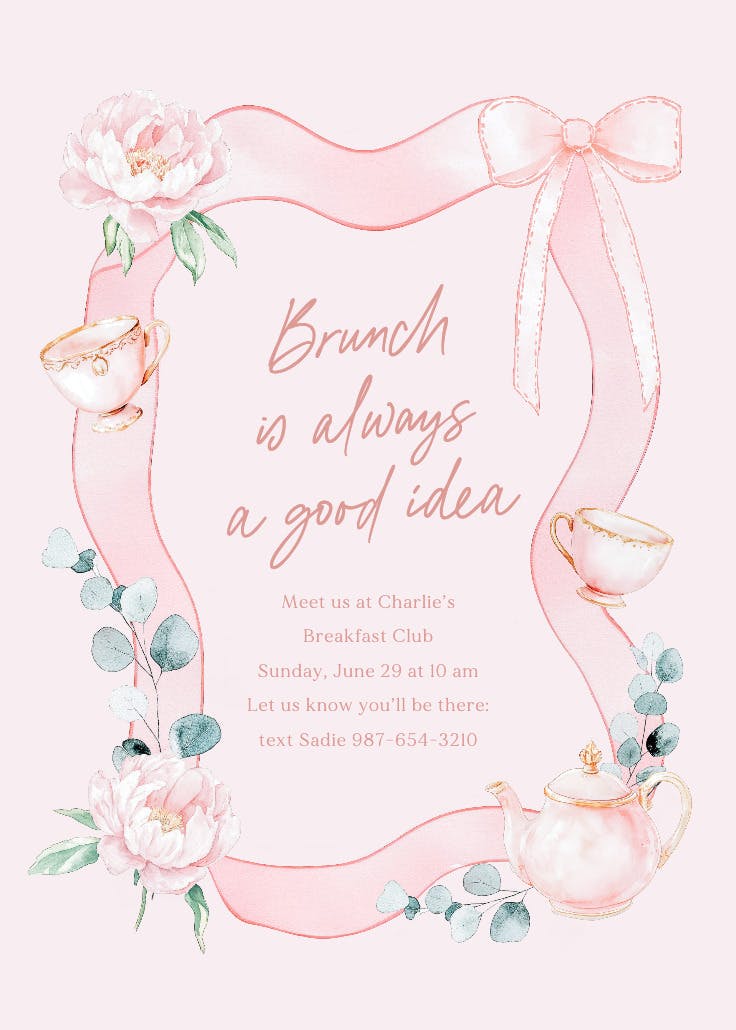 Pinkies up - invitación para brunch