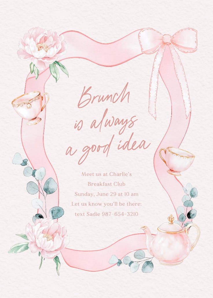 Pinkies up - invitación para brunch