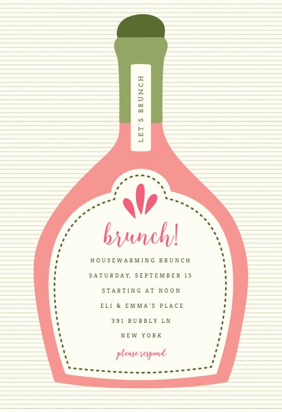 Poppin bottles - brunch & lunch invitation