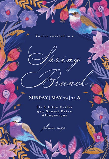 Purple Nature Frame - Brunch & Lunch Invitation