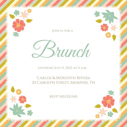 Rainbow Stripes Frame - Brunch & Lunch Invitation