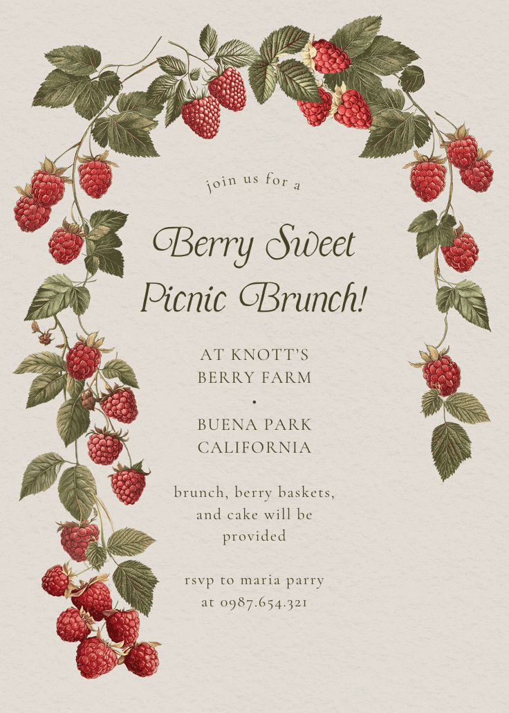 Raspberry patch - invitación para brunch