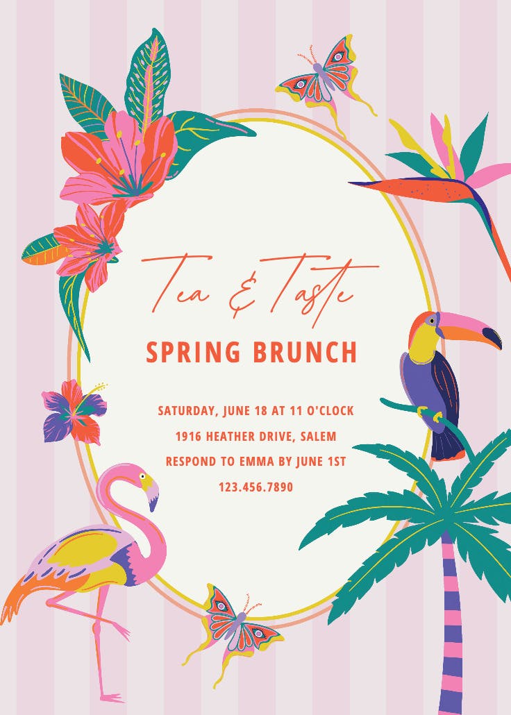 Retro tropics - invitación para brunch