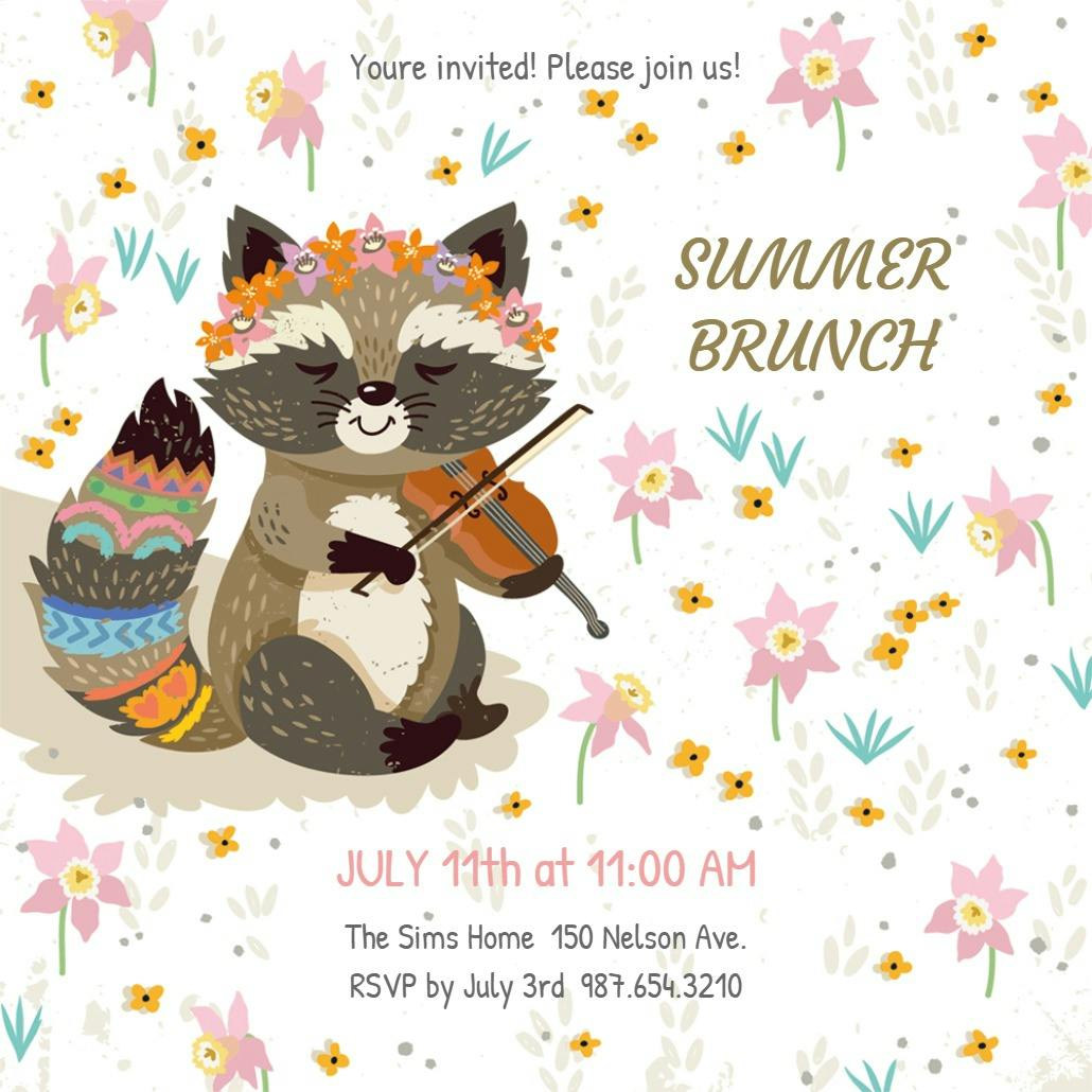 Rhythm raccoon - invitación para brunch