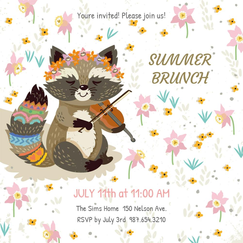 Rhythm raccoon - brunch & lunch invitation