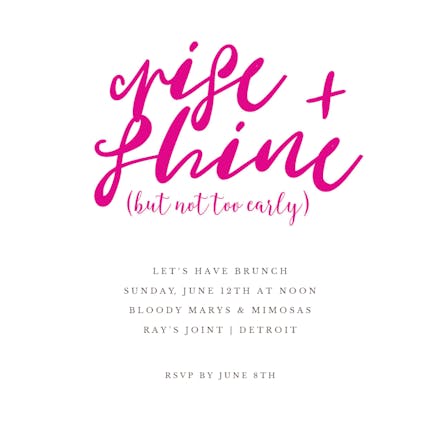 Rise  Shine - Invitación Para Brunch