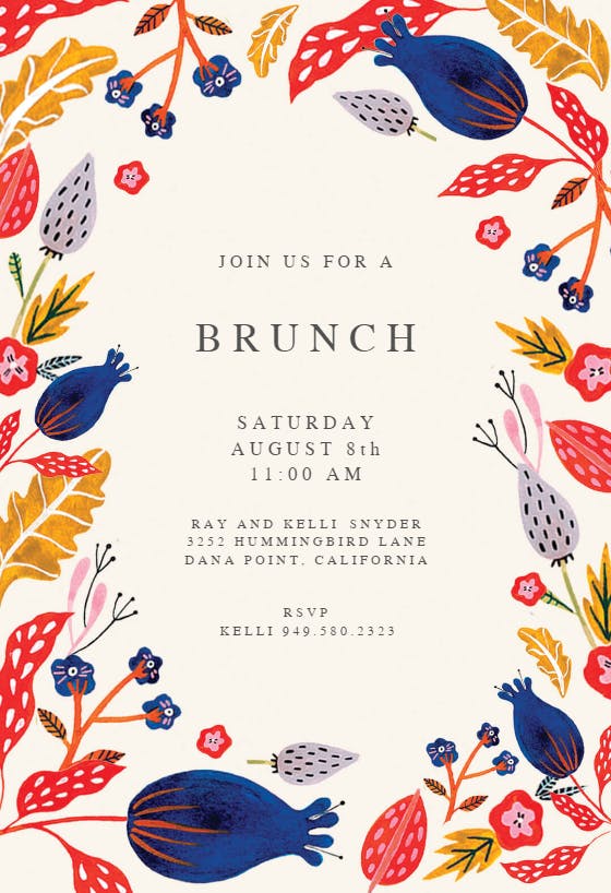 Rustic floral - brunch & lunch invitation