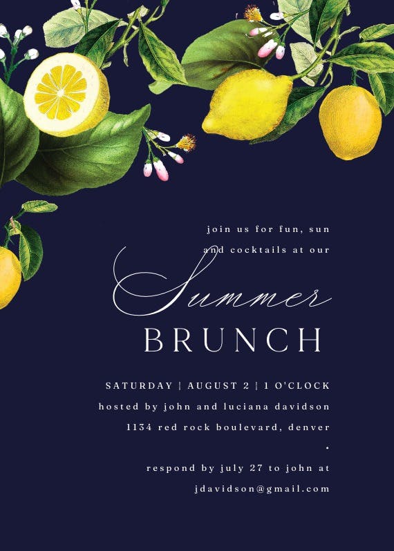 Sicilian lemon tree - pool party invitation
