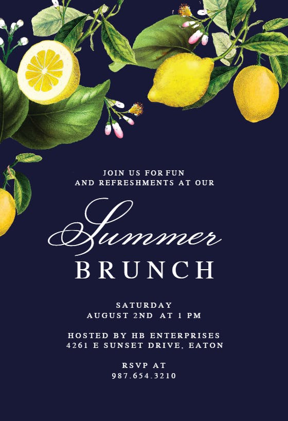 Sicilian lemon tree - brunch & lunch invitation