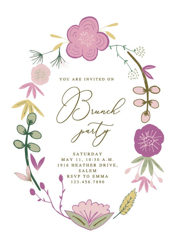 Spring flowers - brunch & lunch invitation