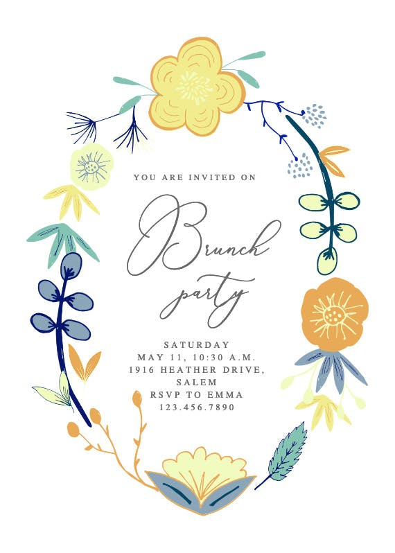 Spring flowers - luau party invitation