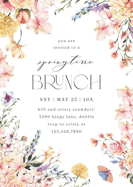 Spring warming flowers - brunch & lunch invitation