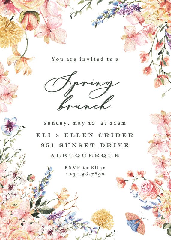 Spring warming flowers -  invitation template