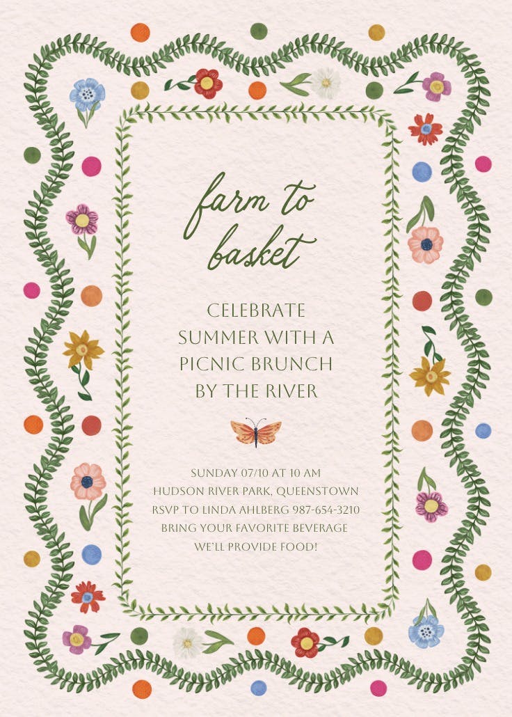 Stitches & roots - brunch & lunch invitation