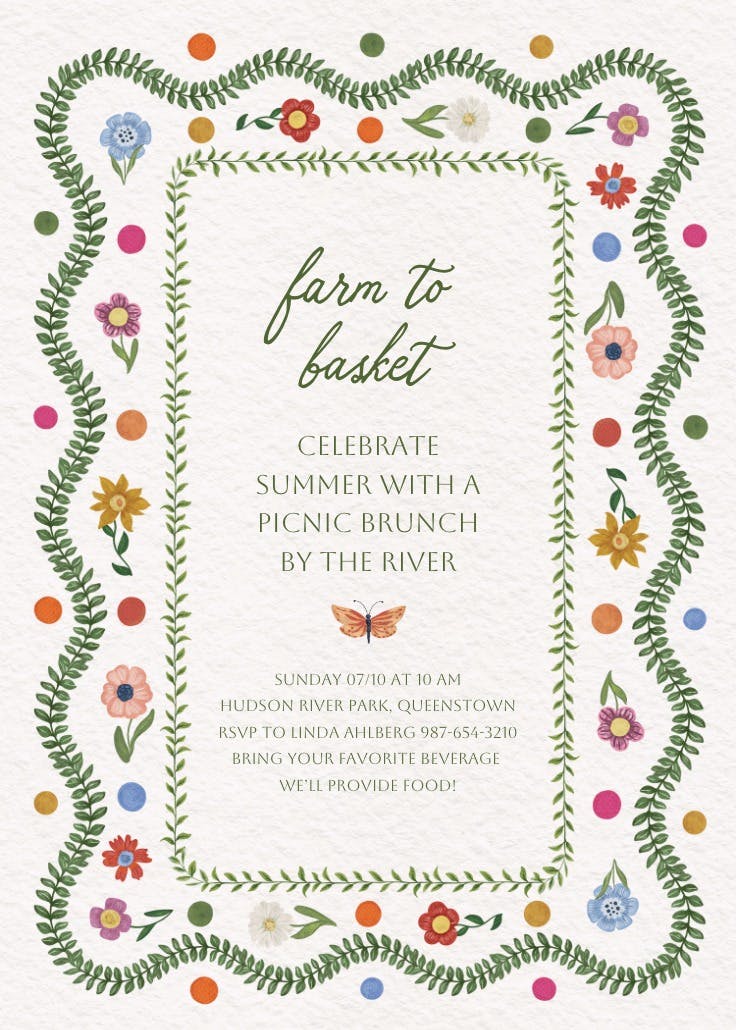 Stitches & roots - brunch & lunch invitation