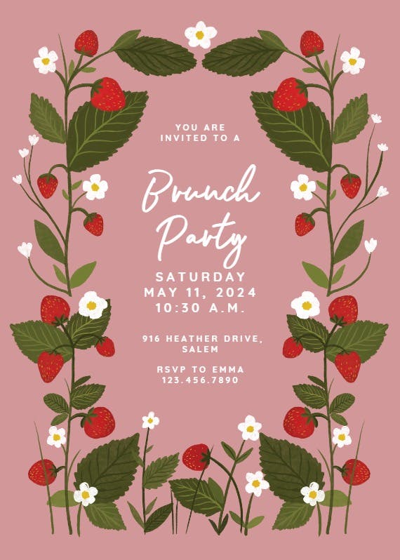 Strawberry garden - brunch & lunch invitation
