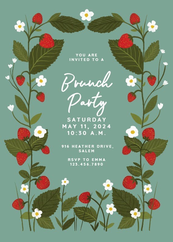 Strawberry garden - invitación para brunch