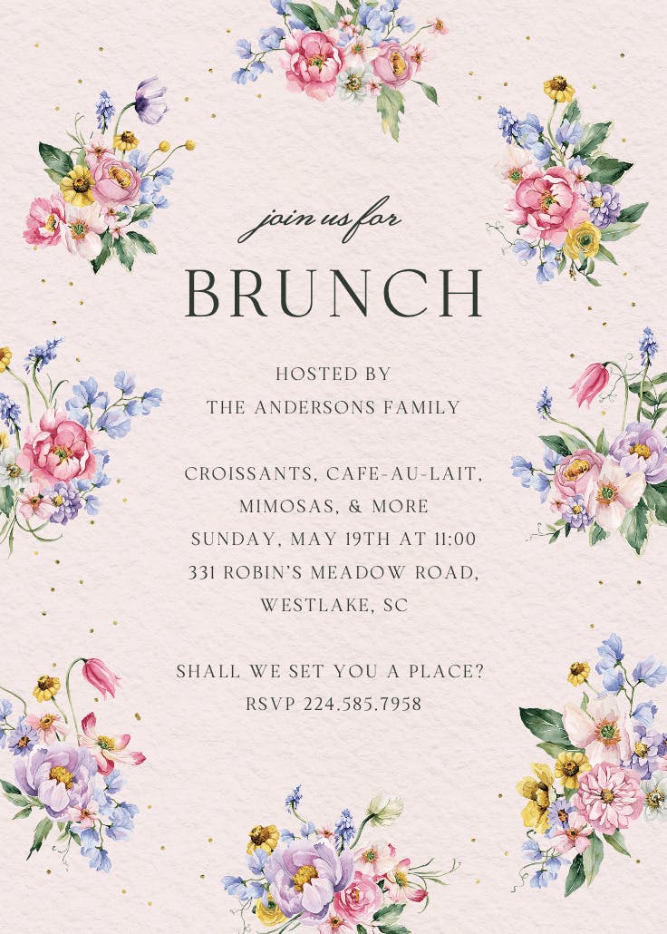 Subtle bouquets - brunch & lunch invitation