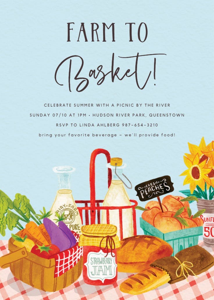 Summer basket - party invitation