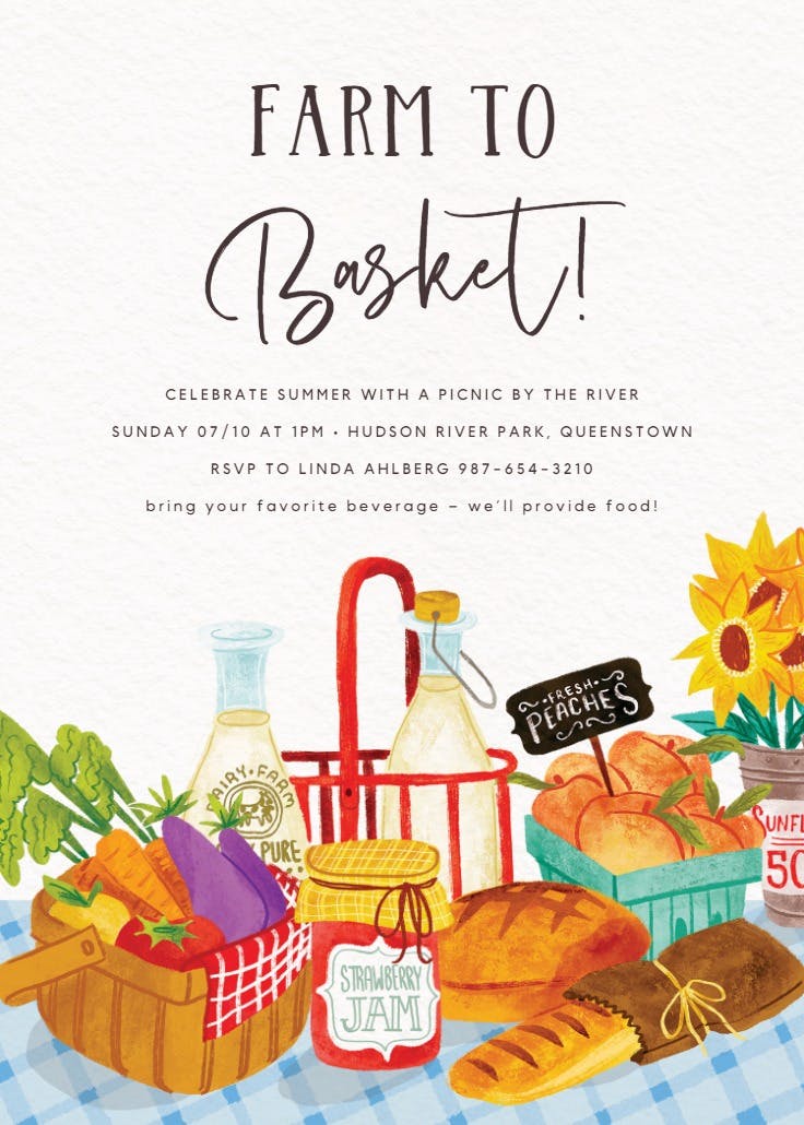 Summer basket - party invitation