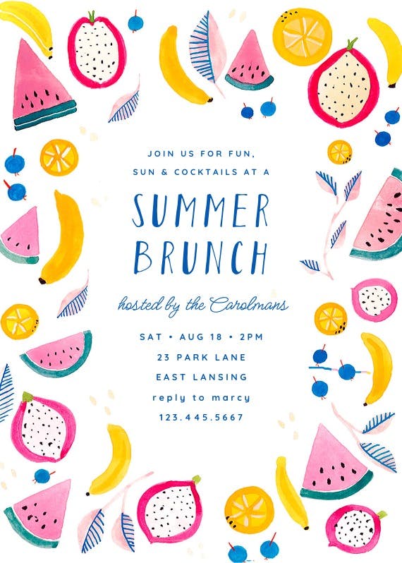 Summer brunch - luau party invitation