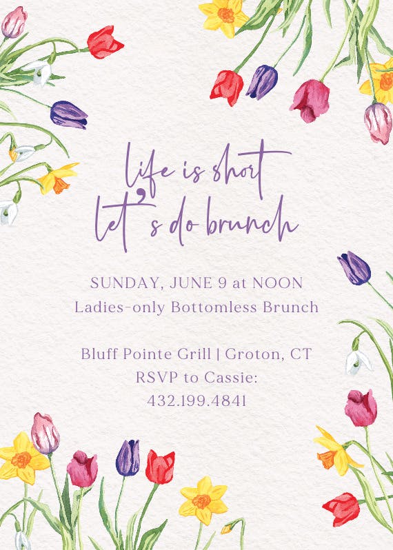 Tulips and daffodils - brunch & lunch invitation