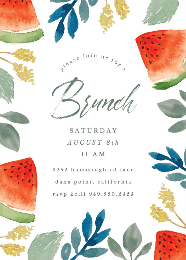 Watercolor melon - invitación para brunch