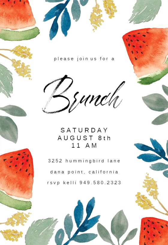 Watercolor melon - brunch & lunch invitation