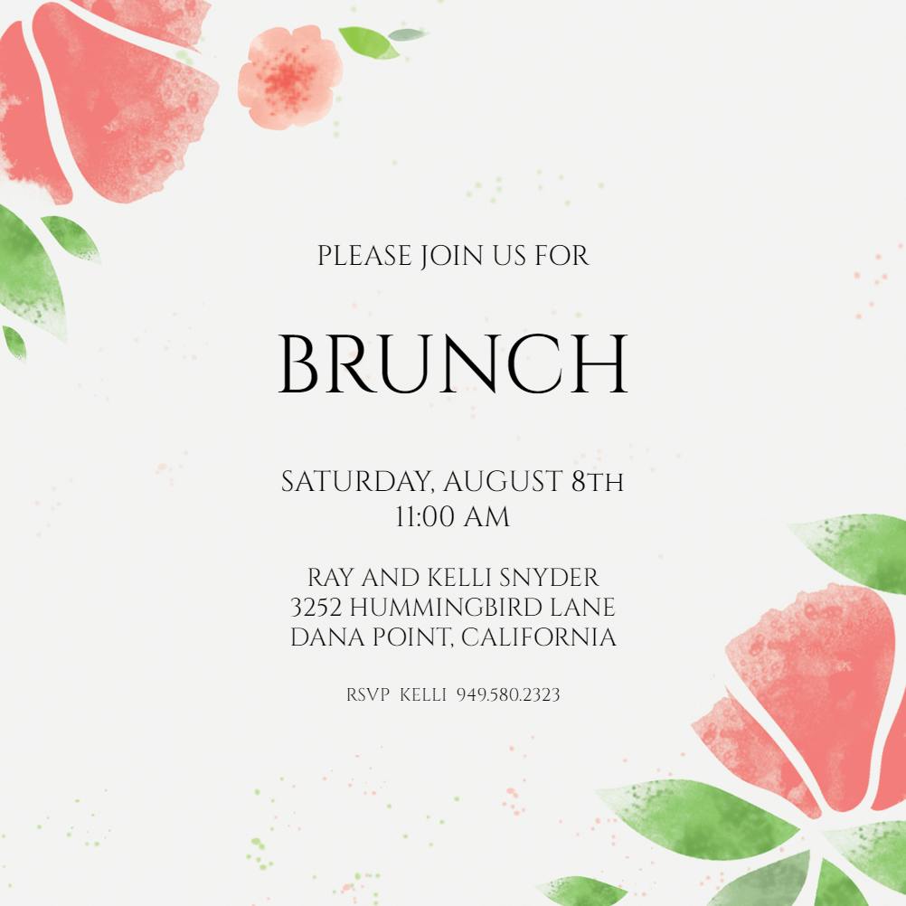 Watercolor pink petals - brunch & lunch invitation