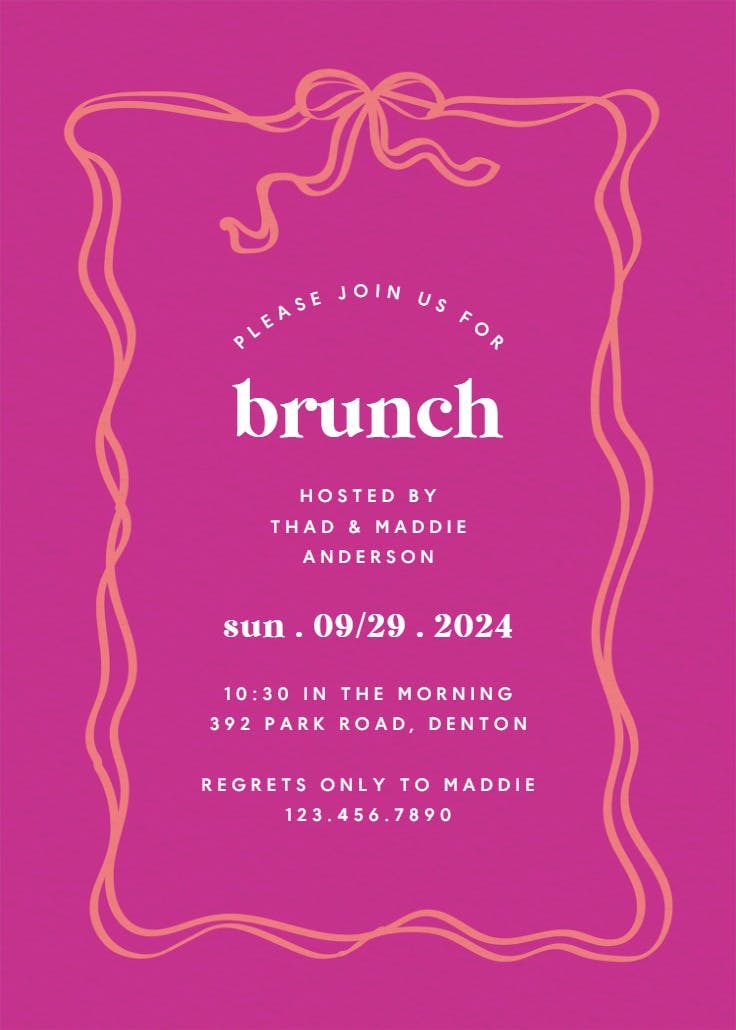 Wavy Border - Brunch & Lunch Invitation Template (Free) | Greetings Island