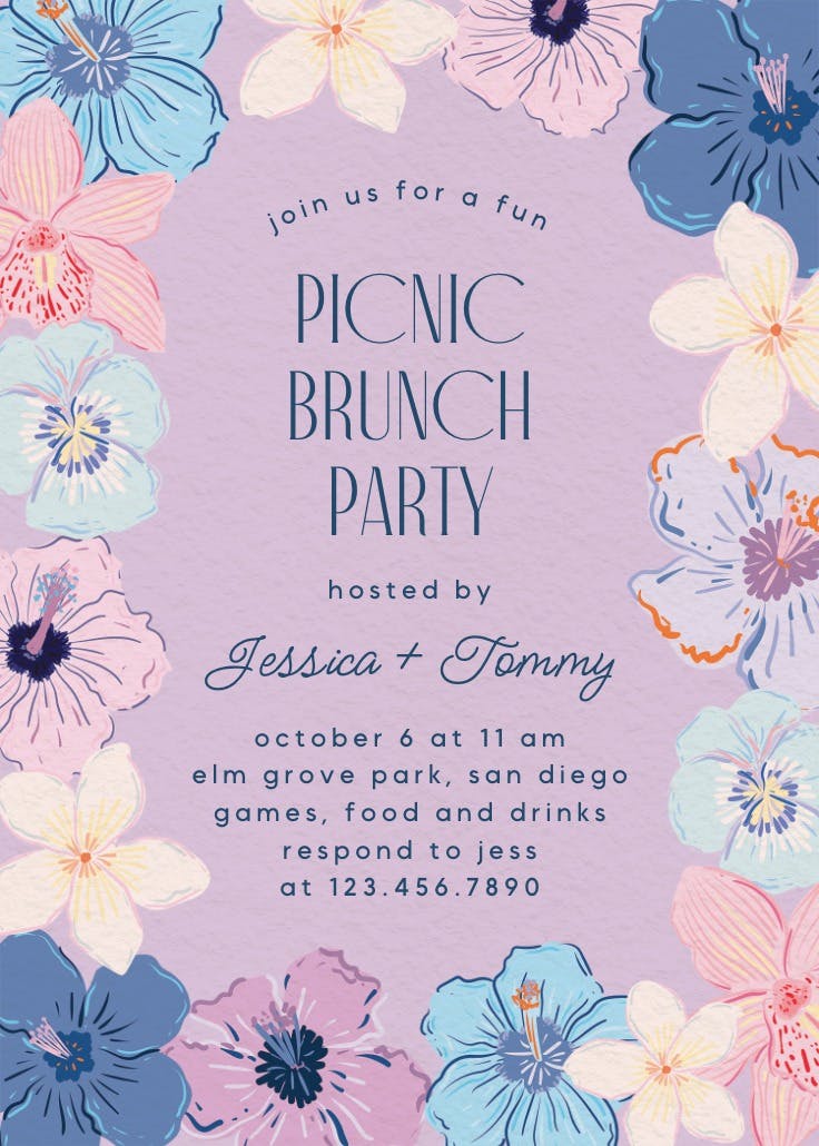 Whimsical hibiscus - brunch & lunch invitation
