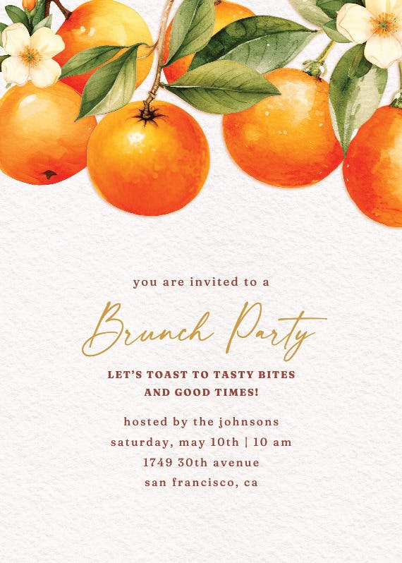 Zestful bliss - brunch & lunch invitation