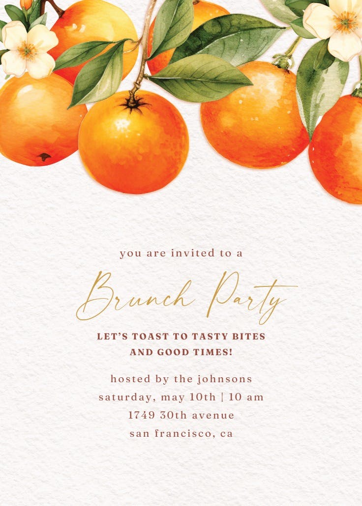 Zestful bliss - brunch & lunch invitation