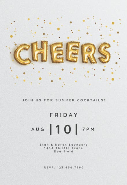 Bubbly Balloons - Invitación Para Fiesta Cóctel