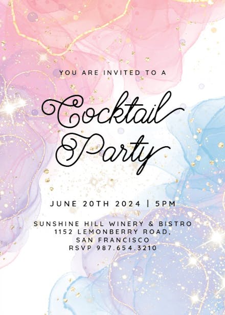 Abstract Splatters - Cocktail Party Invitation Template | Greetings Island