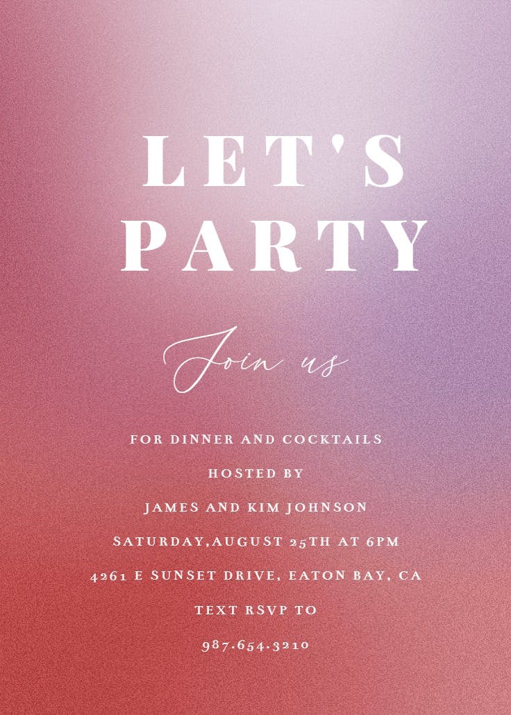 Aesthetic gradient - cocktail party invitation