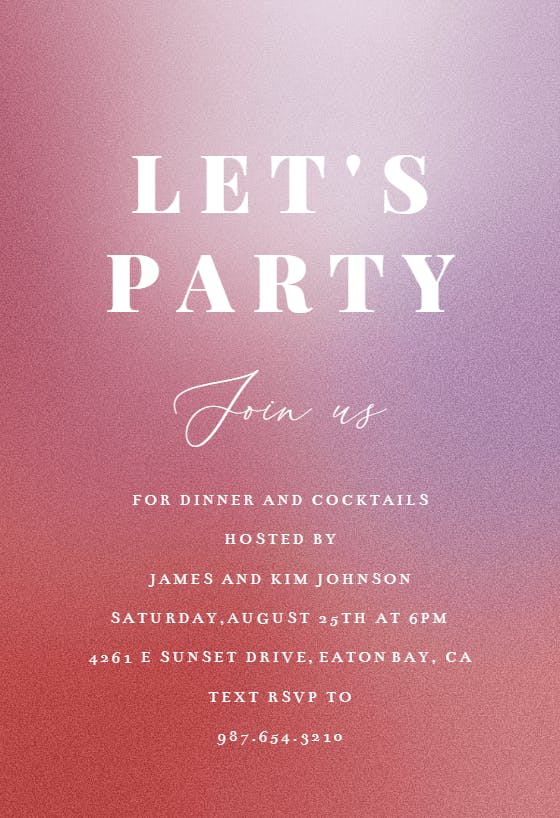 Aesthetic gradient - cocktail party invitation