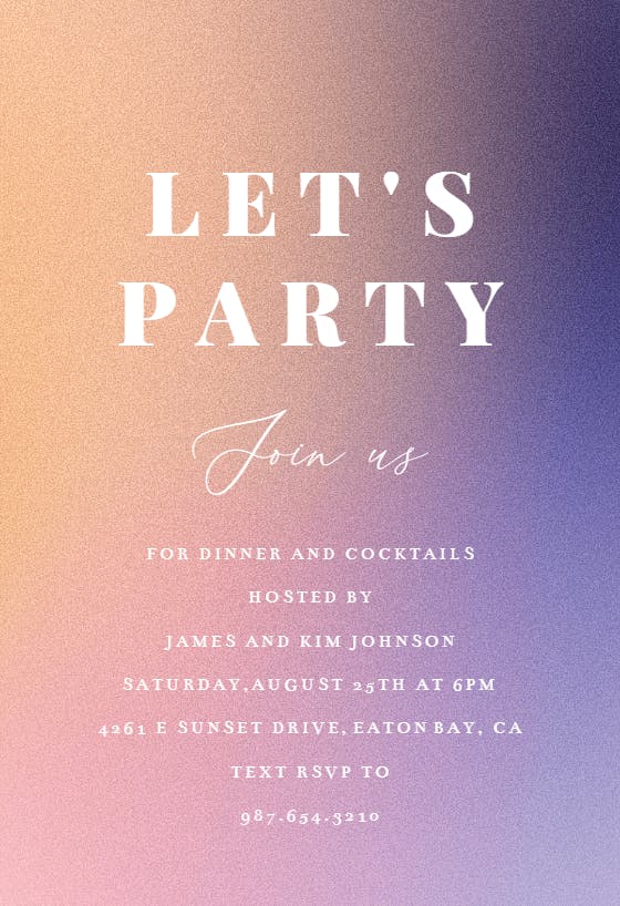 Aesthetic gradient - cocktail party invitation