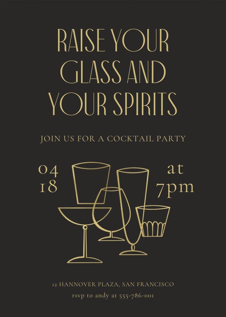 Liquid luxe - cocktail party invitation
