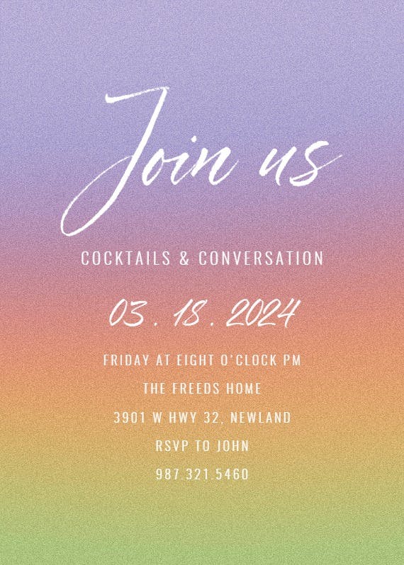 Big text - cocktail party invitation