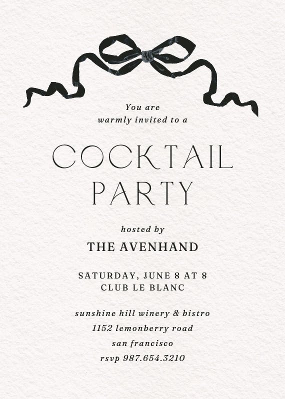 Black ribbons - cocktail party invitation