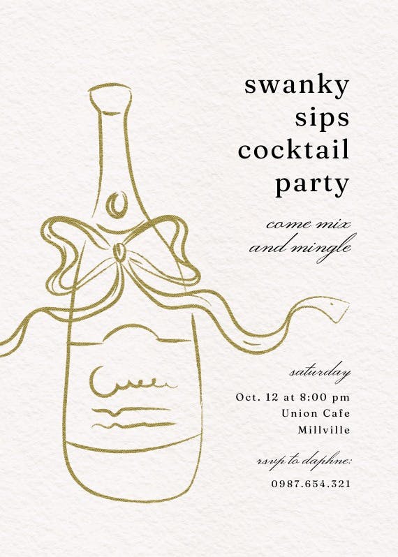 Bottle sketch - invitación para fiesta cóctel