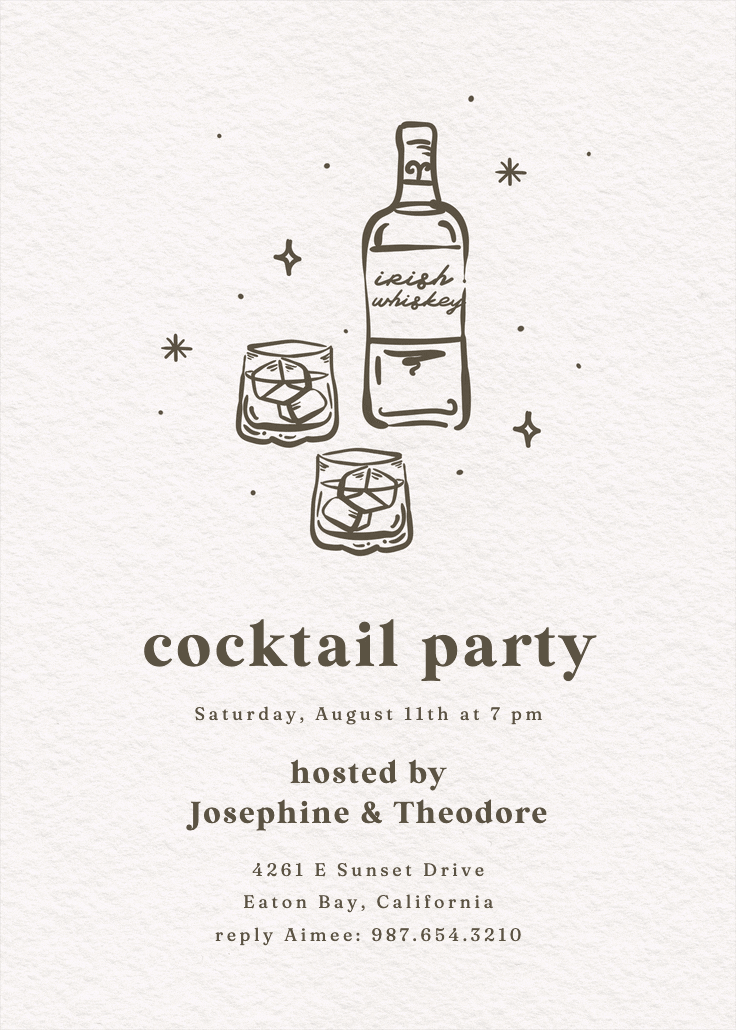 Bottles up - invitación para fiesta cóctel