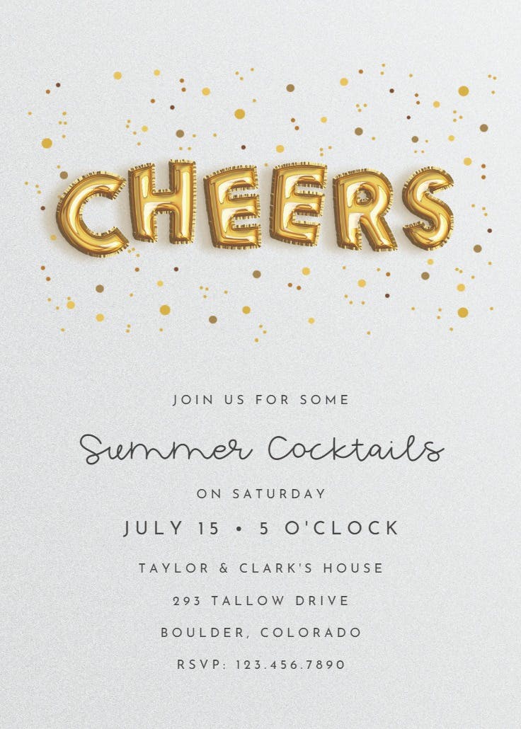 Bubbly balloons - cocktail party invitation