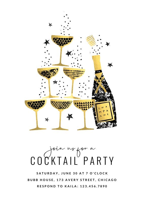 Champagne fountain - cocktail party invitation